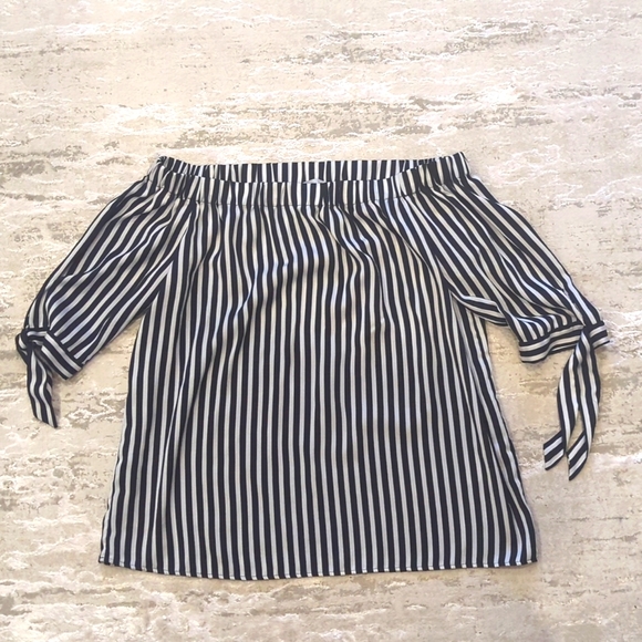 Navy Blue & White Striped Shirt - Picture 1 of 3